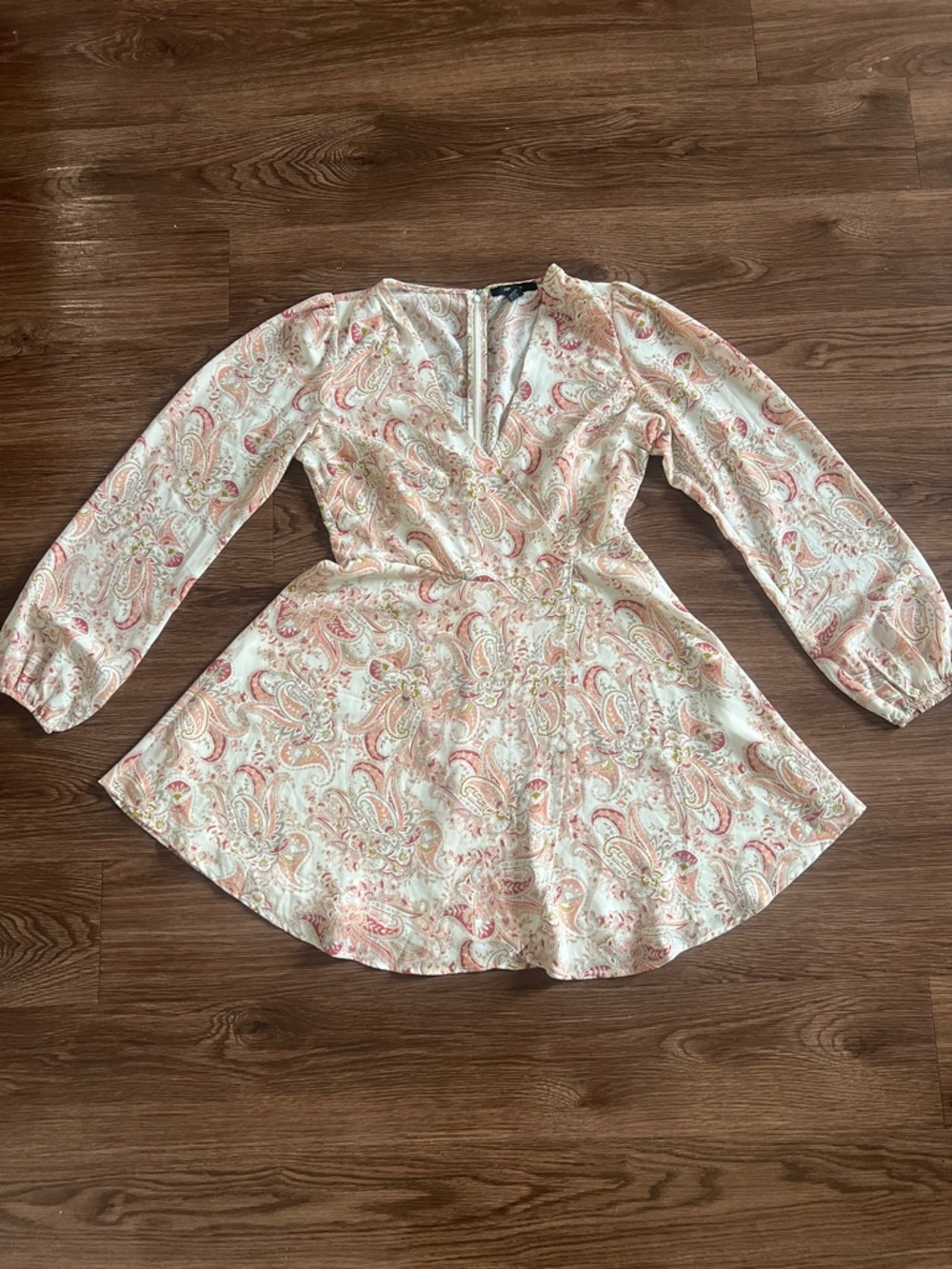 Forever 21 Cream Paisley Mini Dress with Pink and Tan Accents